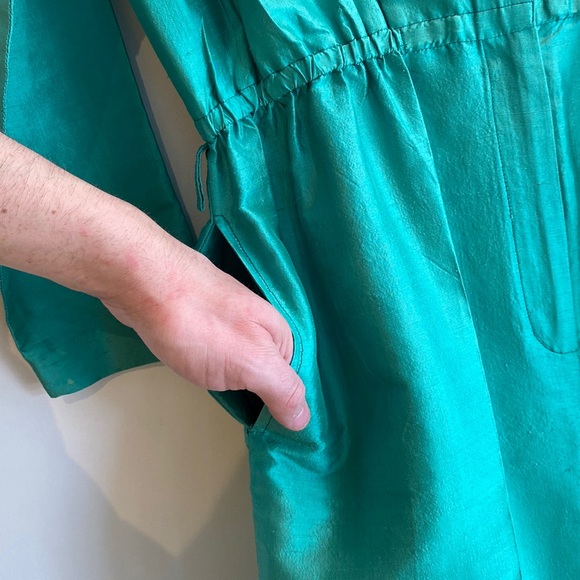 Vintage green silk jumpsuit - Picture 4 of 4